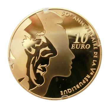 10 Euro Goldmnze 50 Jahre Fnfte Republik Frankreich 2008