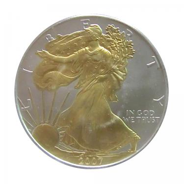 Silbermnze American Eagle 2007 - 1 Unze gilded