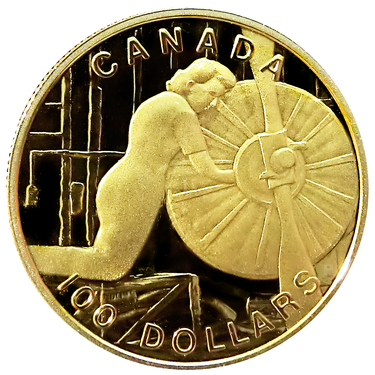 Goldmnze Canada 100 Dollar Heimatfront 1994 PP ohne Etui und Zertifikat