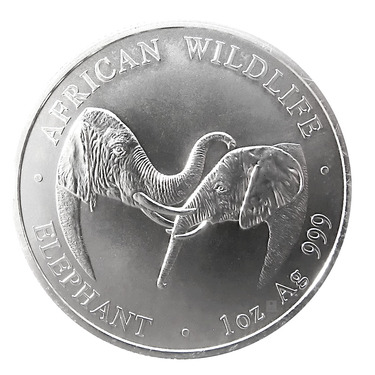 Silbermnze Sambia Elefant 2002 - 1 Unze 999 Feinsilber