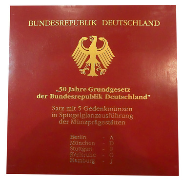 10 Mark Silbermnzen Blistersatz A - J, 1999 Grundgesetz - J.471 in PP