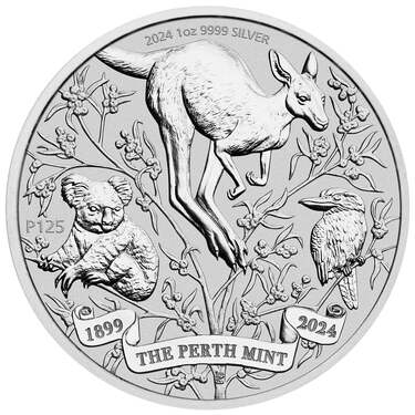 Silbermnze 125 Jahre Perth Mint - 19 % - 1 Unze Feinsilber