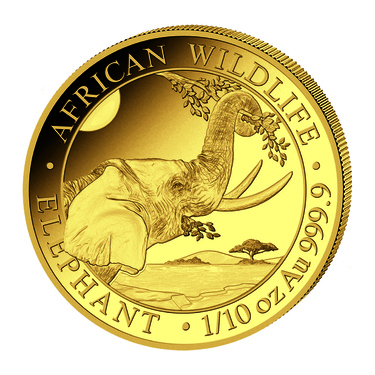 Goldmünze Somalia Elefant 2023 - 1/10 Unze