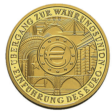 Goldmünze 2002 - 1/2 Unze - Währungsunion - 100 Euro - Feingold
