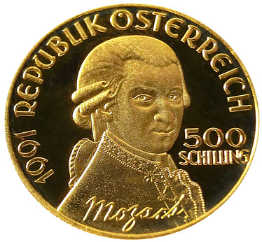 Österreich Goldmünze 500 Schilling Mozart Don Giovanni 1991 - PP - 8,0 gr. Feingold