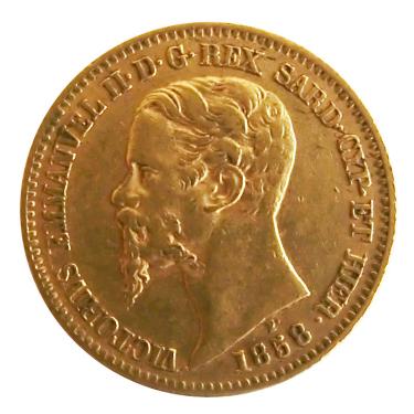 Vittorio Emanuele II Sardinien Goldmünze 1850-1860 - 5,80 Gramm Gold