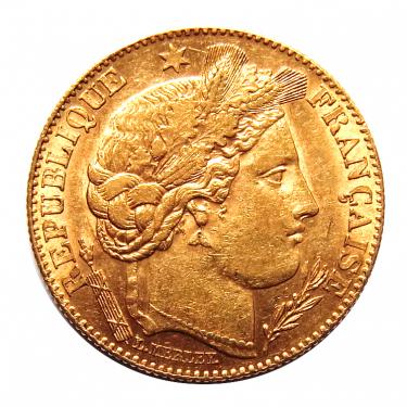 Frankreich 10 Francs Cereskopf Goldmünze 1871-1940