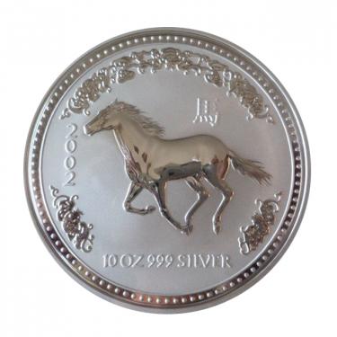 Silbermünze Lunar I Pferd 2002 - 10 Unzen 999 Feinsilber