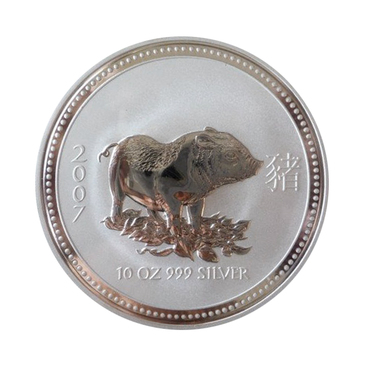 Silbermünze Lunar I Schwein 2007 - 10 Unzen 999 Feinsilber