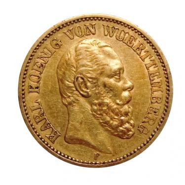 20 Mark Goldmünze Karl von Wuerttemberg 1872-1873 - J.290