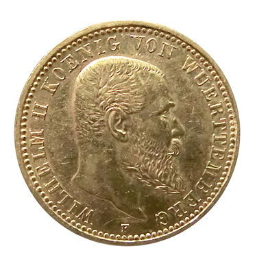 10 Mark Goldmünze Wilhelm II, Wuerttemberg 1893-1913 - J.295