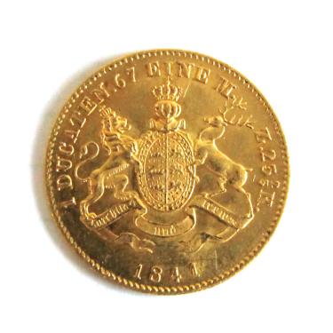 1 Dukat Goldmünze König Wilhelm I Württemberg 1841 ohne AD