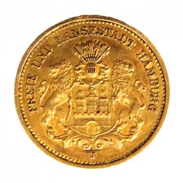 5 Mark Goldmünze Stadtwappen Hamburg 1877 - J.208