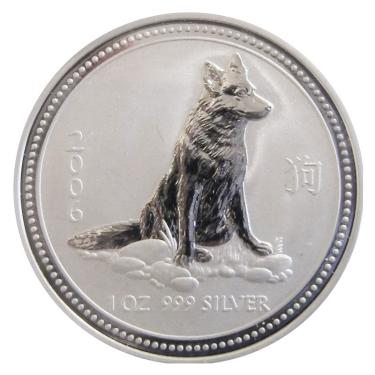 Silbermünze Lunar I Hund 2006 - 1 Unze 999 Feinsilber