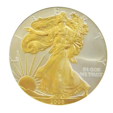 Silbermünze American Eagle 2008 - 1 Unze gilded