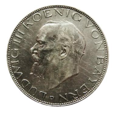 3 Mark Silbermünze Ludwig III, Bayern 1914 - J.52