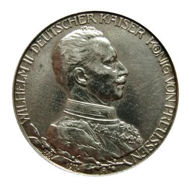 2 Mark Silbermünze Wilhelm II, Preussen, Uniform mit Lorbeerzweigen 1913 - J.111