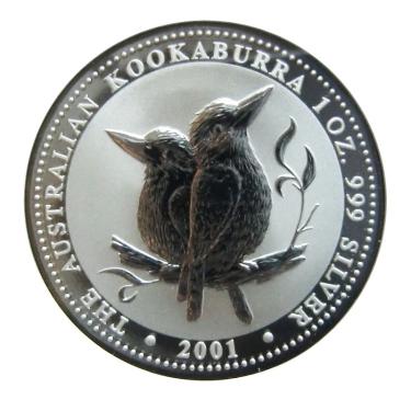Silbermünze Kookaburra 2001 - 1 Unze 999 Feinsilber