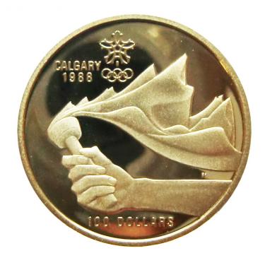 Canada Goldmünze Olympia Calgary 1988 mit Etui und Zertifikat