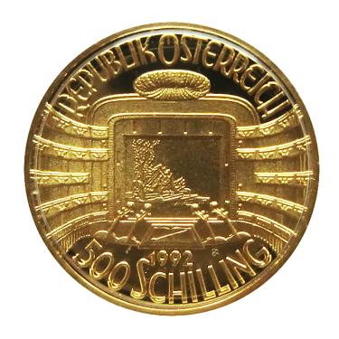 Österreich Goldmünze 500 Schilling 150 Jahre Wiener Philharmoniker Staatsoper 1992