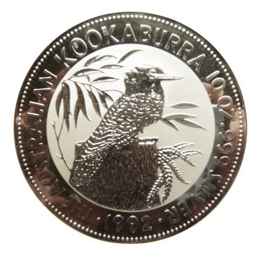 Silbermnze Kookaburra 1992 - 10 Unzen 999 Feinsilber