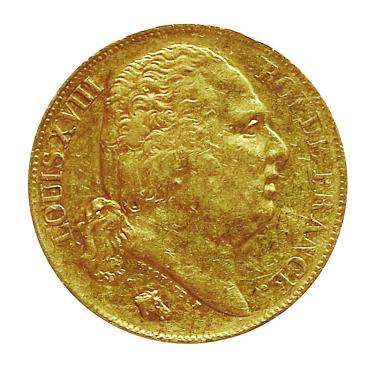 Frankreich 20 Francs Goldmnze Knig Louis XVIII