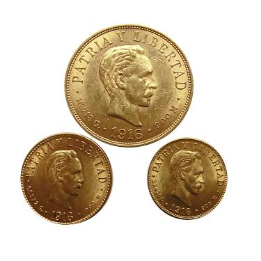 Mnzset 3 Goldmnzen aus Kuba 2, 5 und 10 Pesos
