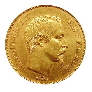Frankreich Napoleon III ohne Kranz Goldmnze - 50 Francs