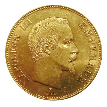 Frankreich Napoleon III ohne Kranz Goldmnze - 100 Francs