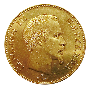 Frankreich Napoleon III mit Kranz Goldmünze - 100 Francs