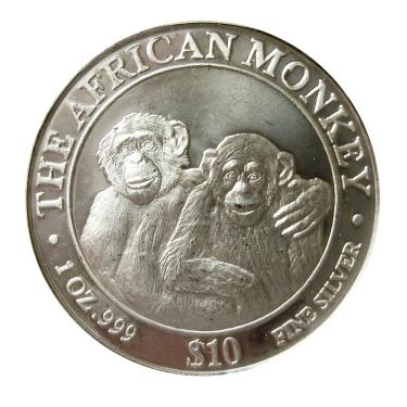 Silbermünze African Monkey Somalia Affe 2000 - 1 Unze 999 Feinsilber