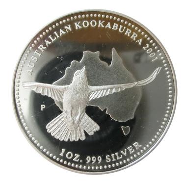 Silbermünze Kookaburra 2001 PP - 1 Unze 999 Feinsilber