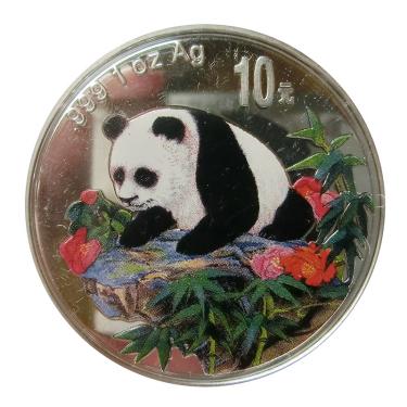 China Panda Silbermünze 1999 - 1 Unze - coloriert