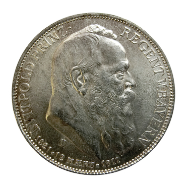 3 Mark Silbermünze Luitpold, Bayern 1911 - J.49
