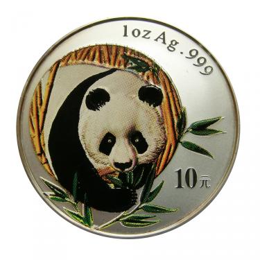 China Panda Silbermünze 2003 - 1 Unze - coloriert