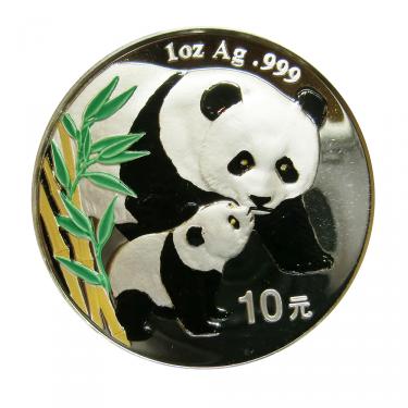 China Panda Silbermünze 2004 - 1 Unze - coloriert
