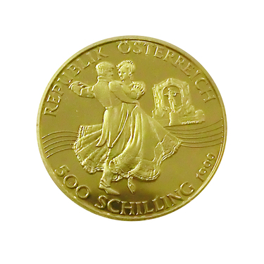 Österreich Goldmünze 500 Schilling Johann Strauss 1999 - 8,0 gr. Feingold - ohne Etui und Zertifikat