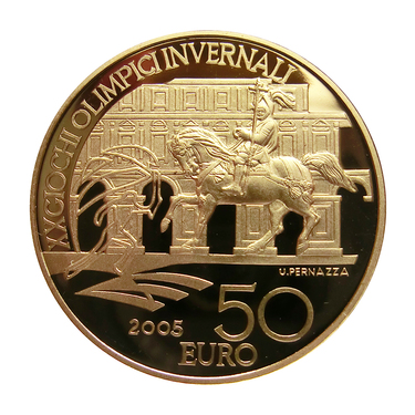 Goldmnze 50 Euro Turin Reiterdenkmal  Olympia 2006 - ohne Etui und COA