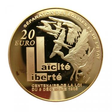 Goldmünze 20 Euro Frankreich 2005 Laicite Liberte