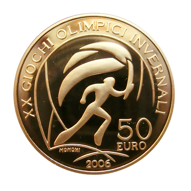50 Euro Goldmnze Torino 2006 Olympia Winter Games - Fackellufer - ohne Etui und COA