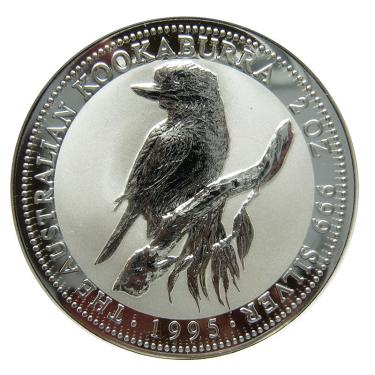 Silbermünze Kookaburra 1995 - 2 Unzen 999 Feinsilber