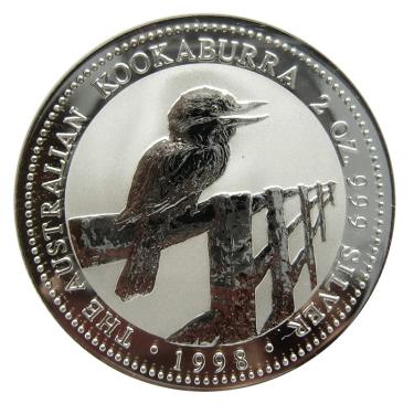 Silbermünze Kookaburra 1998 - 2 Unzen 999 Feinsilber