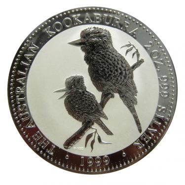 Silbermünze Kookaburra 1999 - 2 Unzen 999 Feinsilber