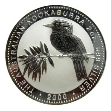 Silbermünze Kookaburra 2000 - 2 Unzen 999 Feinsilber