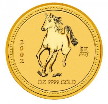 Lunar I Pferd Goldmünze 2002 - 2 Unzen