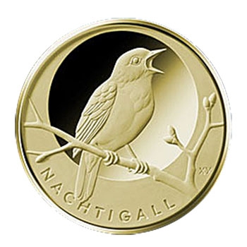 Heimische Vögel Nachtigall Goldmünze - 20 Euro - Prägestätte A incl. Acryl Sammelbox