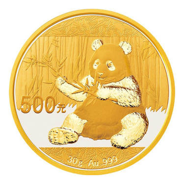 China Panda Goldmünze 500 Yuan 2017 - 30 Gramm in Original-Folie