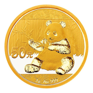 China Panda Goldmünze 50 Yuan 2017 - 3 Gramm in Original-Folie