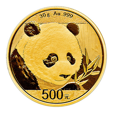 China Panda Goldmünze 500 Yuan 2018 - 30 Gramm in Original-Folie
