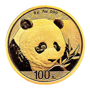 China Panda Goldmünze 100 Yuan 2018 - 8 Gramm ohne Folie